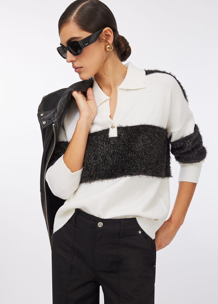 polo rayé en laine