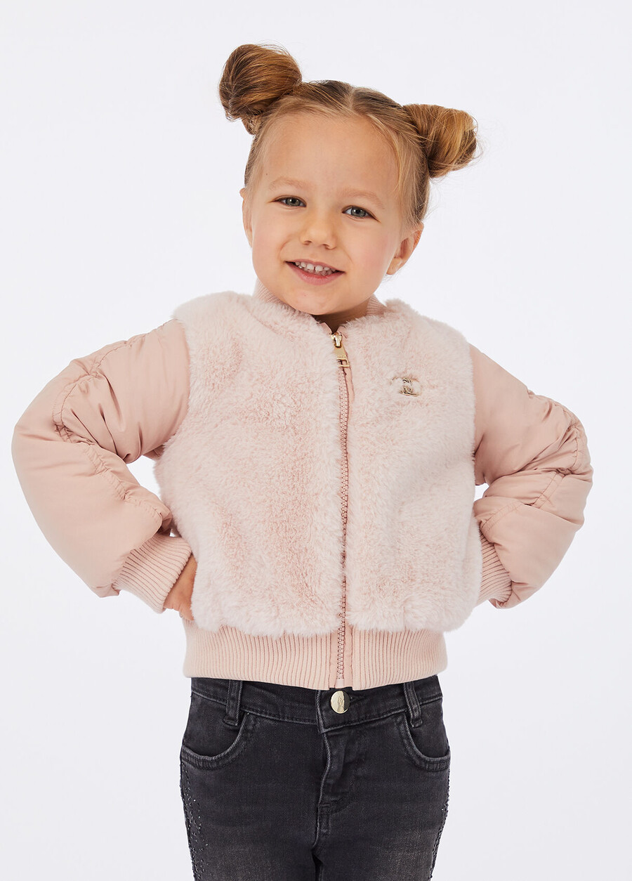 blouson aviateur avec empiècements en fausse fourrure