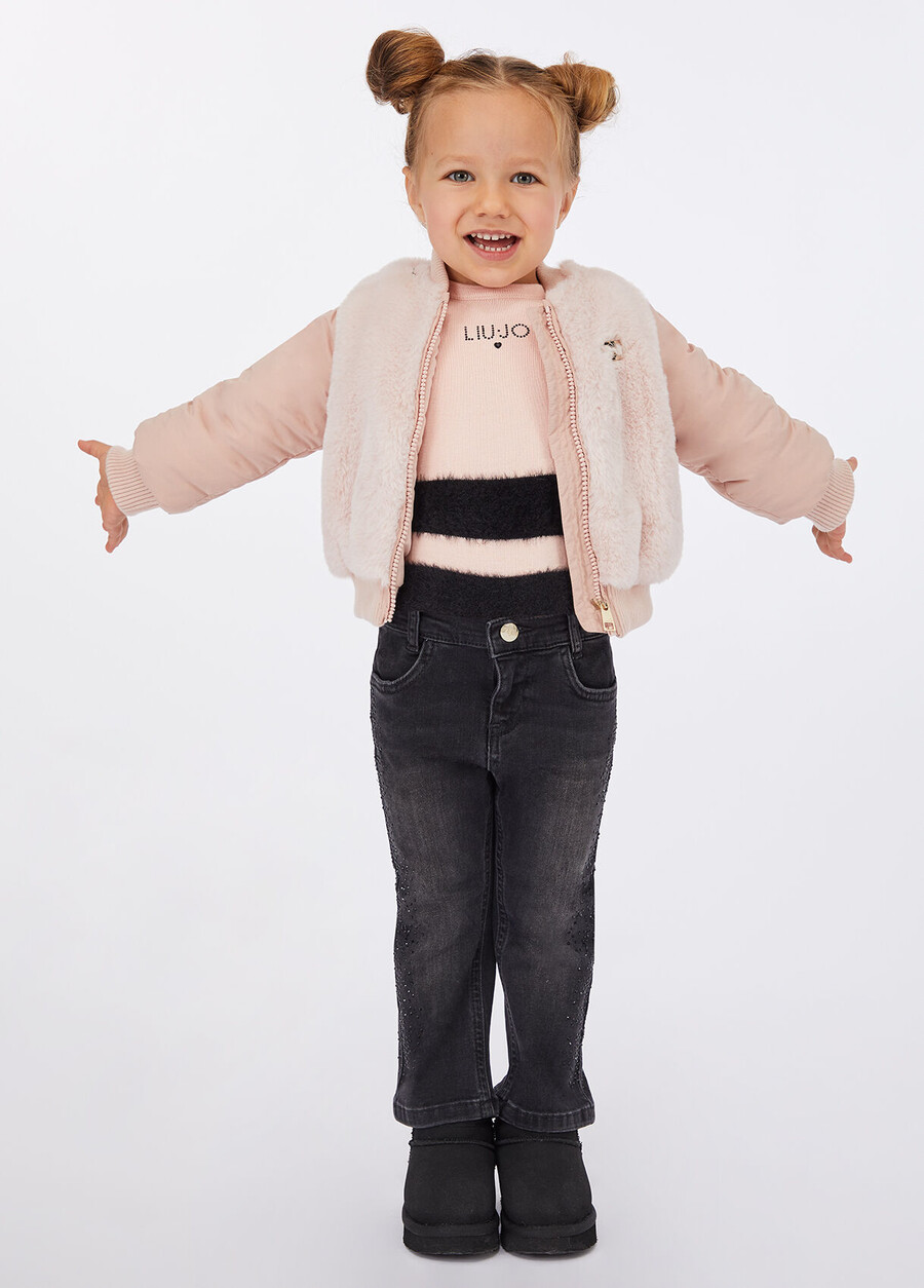 blouson aviateur avec empiècements en fausse fourrure