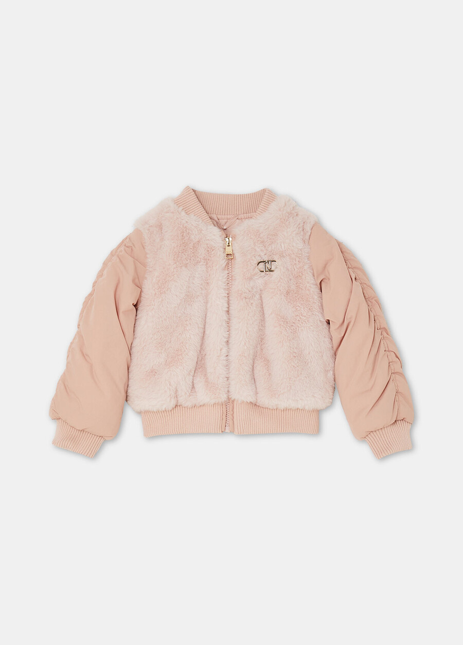 blouson aviateur avec empiècements en fausse fourrure