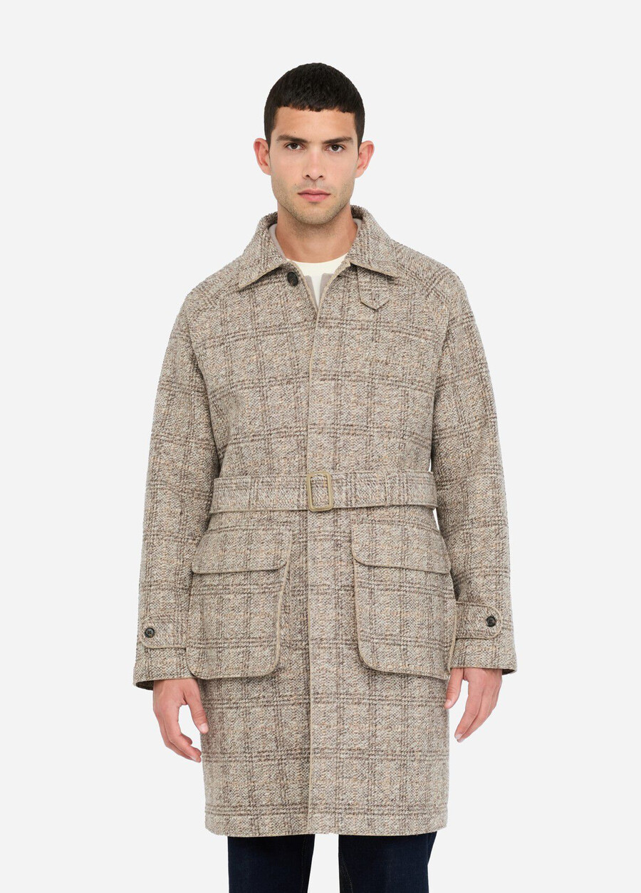 manteau en laine à carreaux