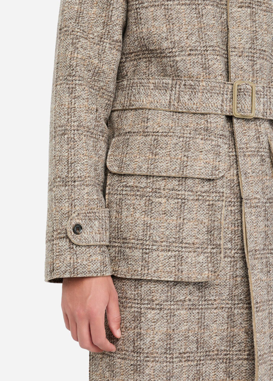 manteau en laine à carreaux