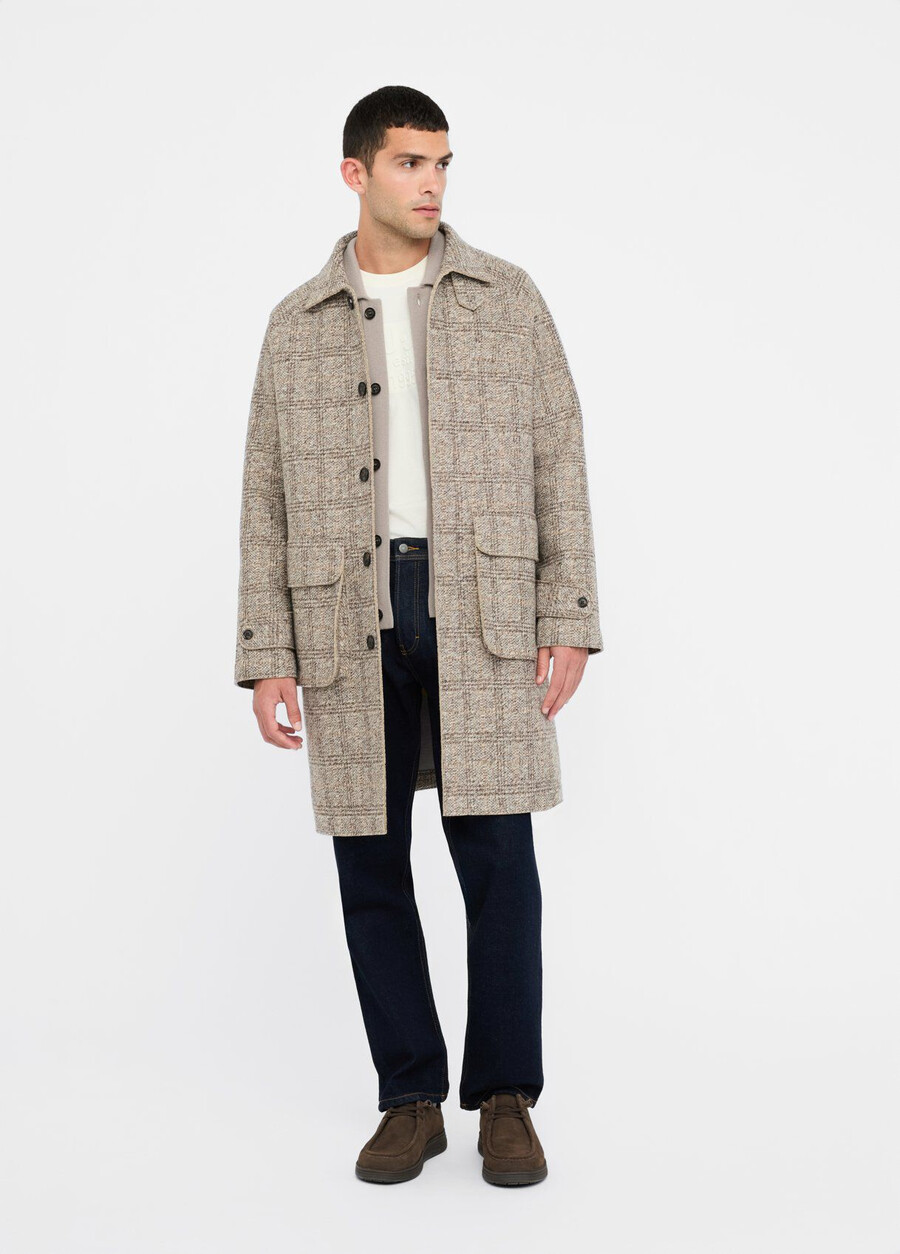 manteau en laine à carreaux