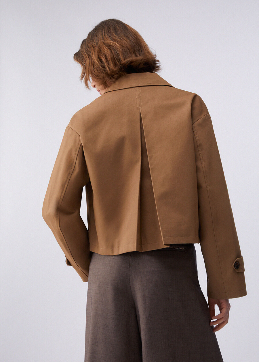 trench-coat court en gabardine