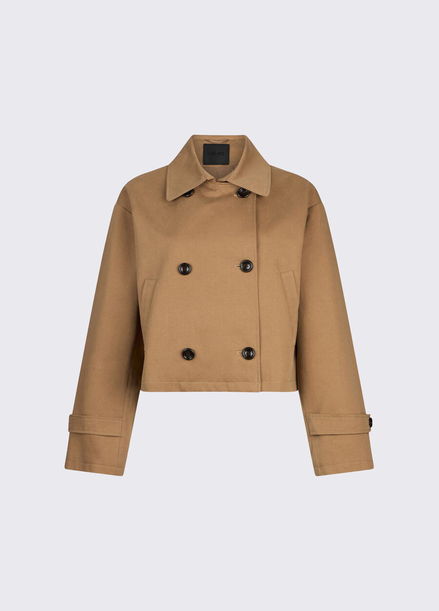 trench-coat court en gabardine