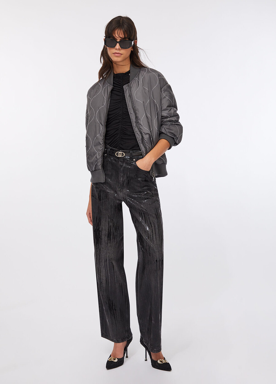 blouson aviateur en nylon clouté