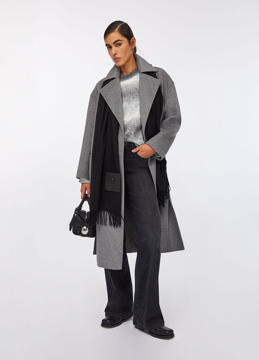 manteau en laine avec ceinture