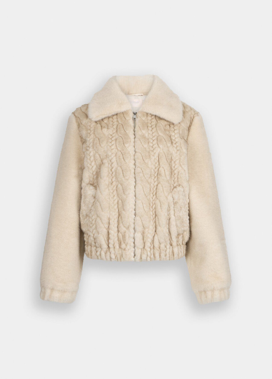 blouson bomber teddy avec détails en maille torsadée
