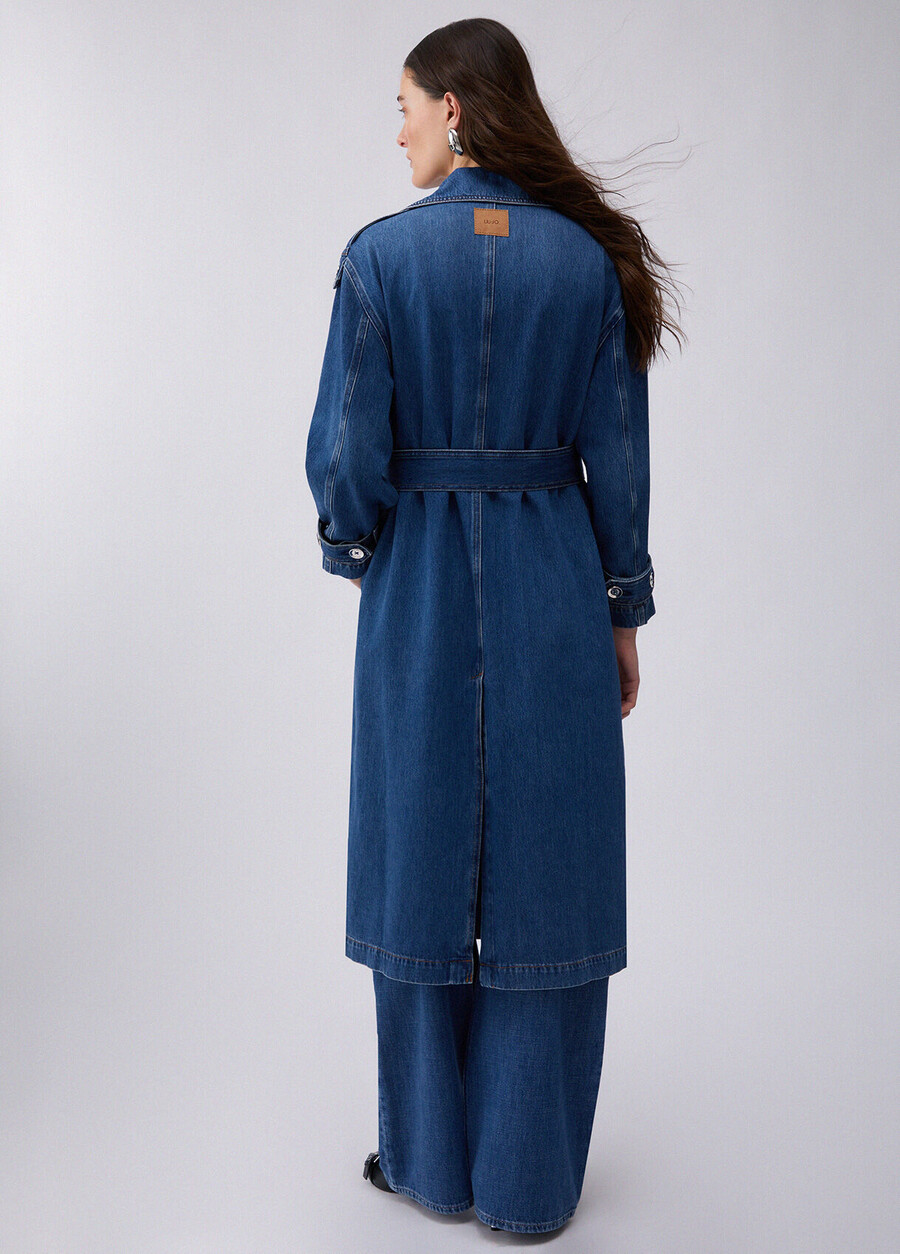 trench-coat long en denim