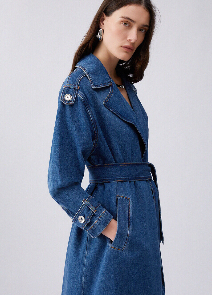 trench-coat long en denim