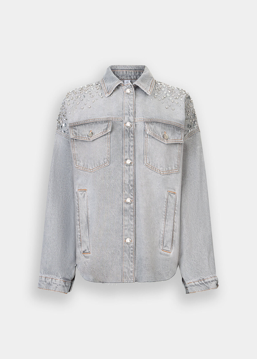 veste en jean ornée de strass