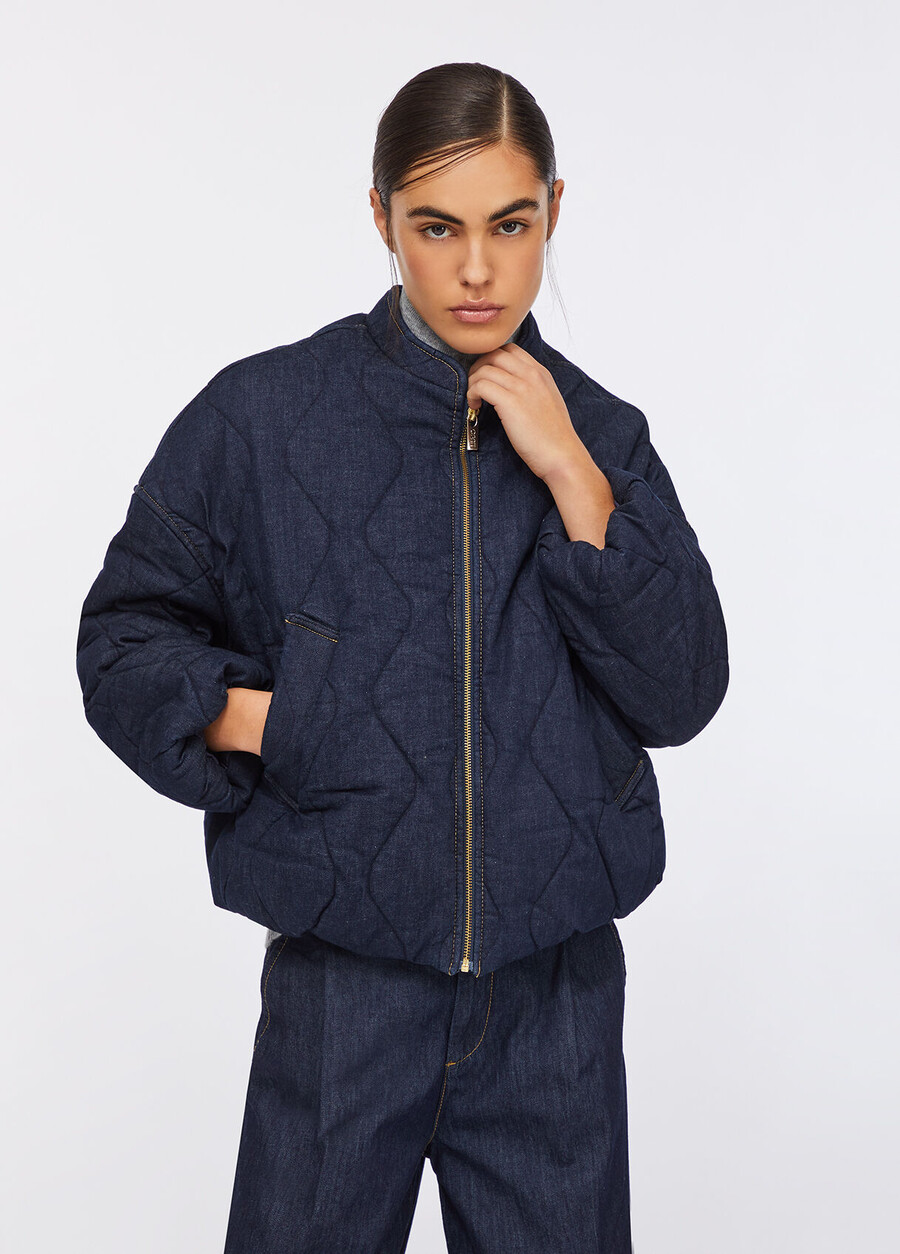 blouson aviateur en jean matelassé