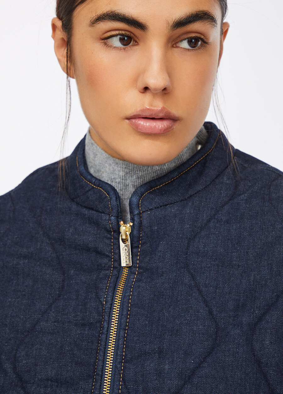 blouson aviateur en jean matelassé