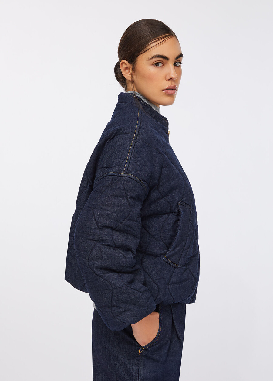 blouson aviateur en jean matelassé