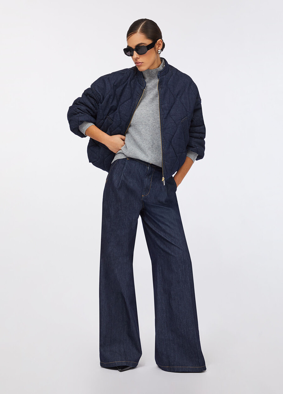 blouson aviateur en jean matelassé