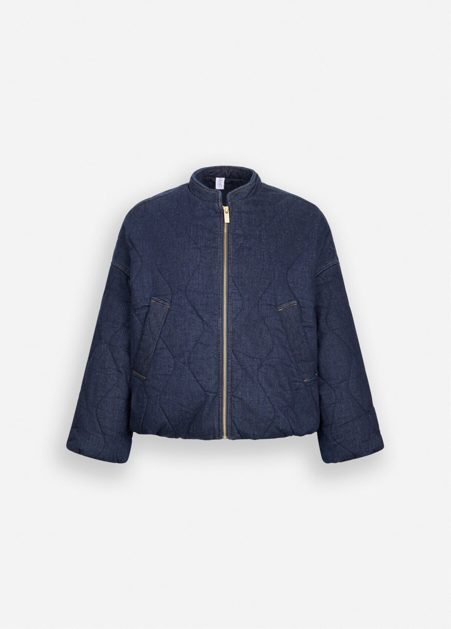 blouson aviateur en jean matelassé