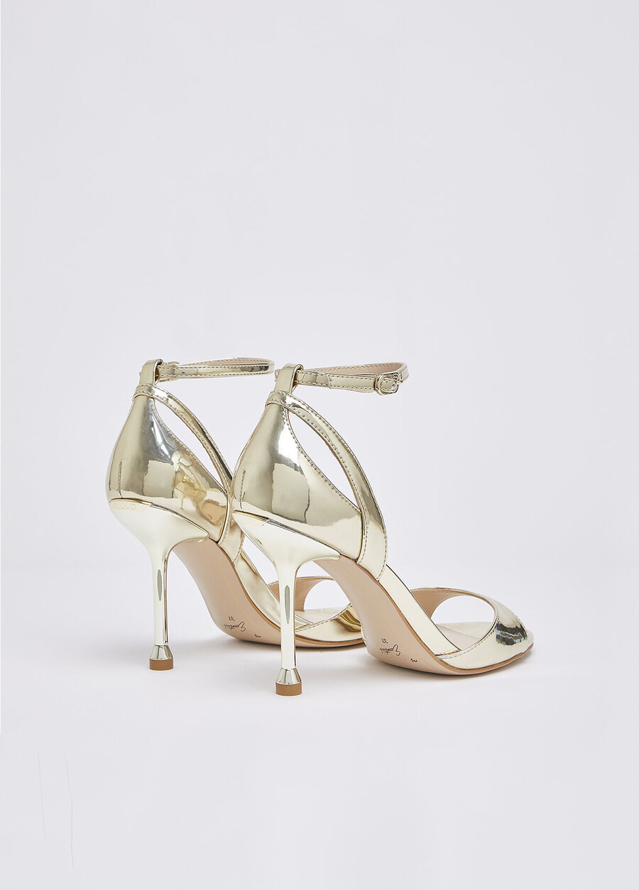 sandales à talons laminées miroir