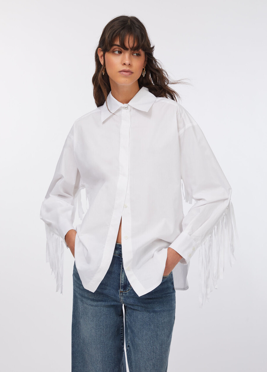 chemise en popeline à franges