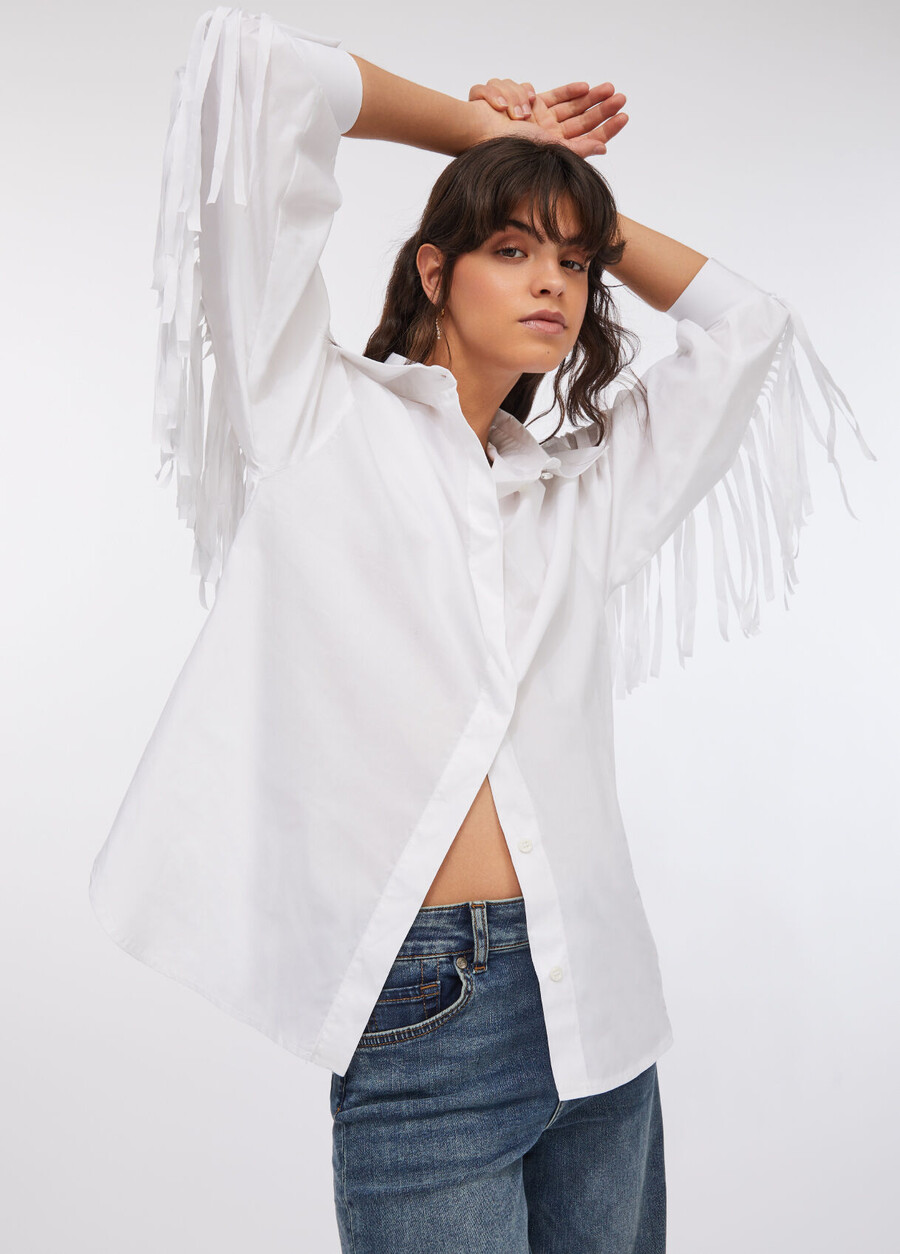 chemise en popeline à franges