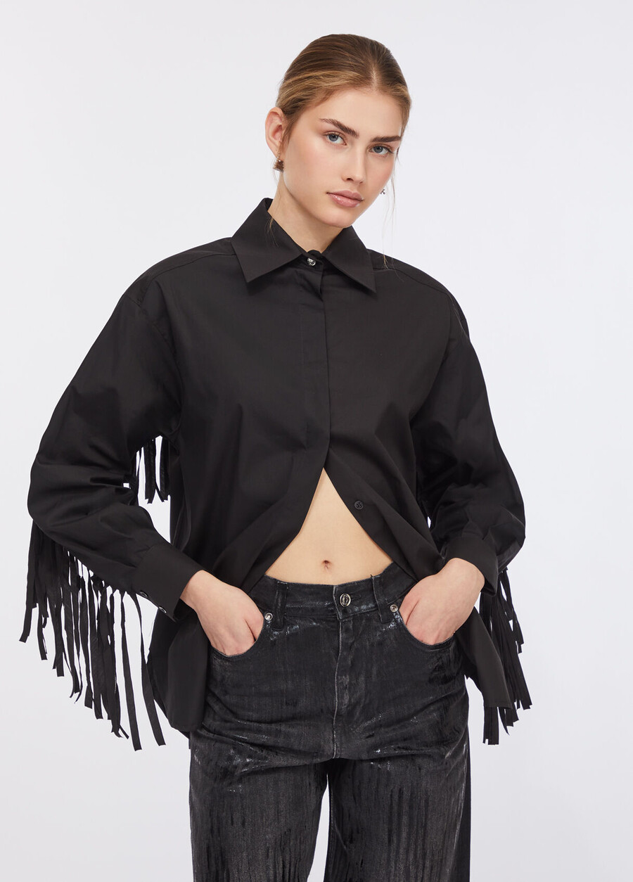 chemise en popeline à franges