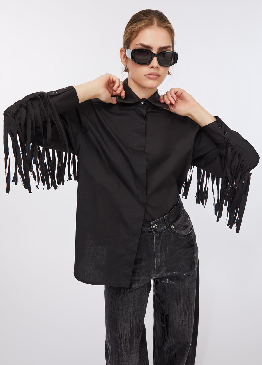 chemise en popeline à franges