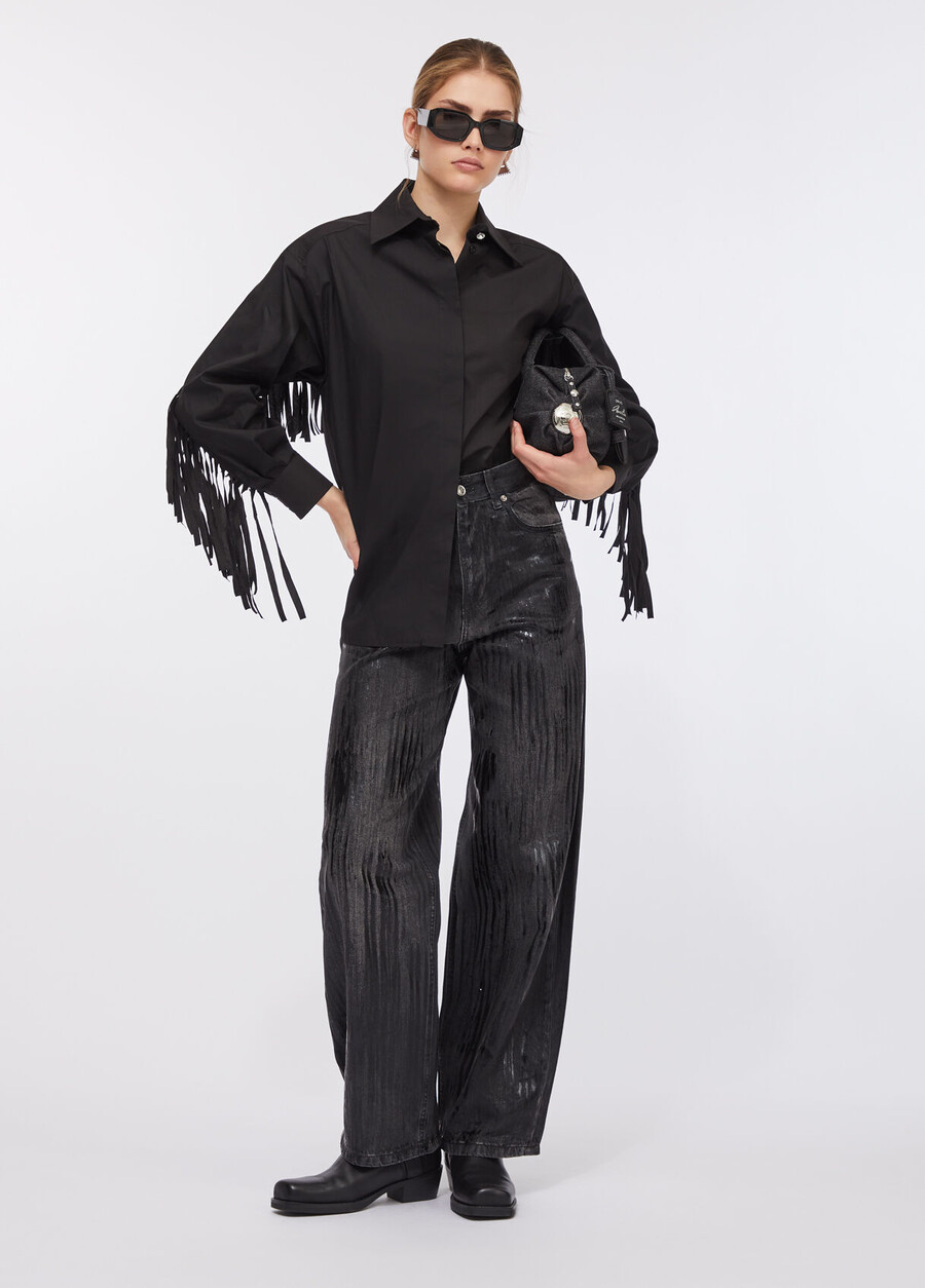 chemise en popeline à franges