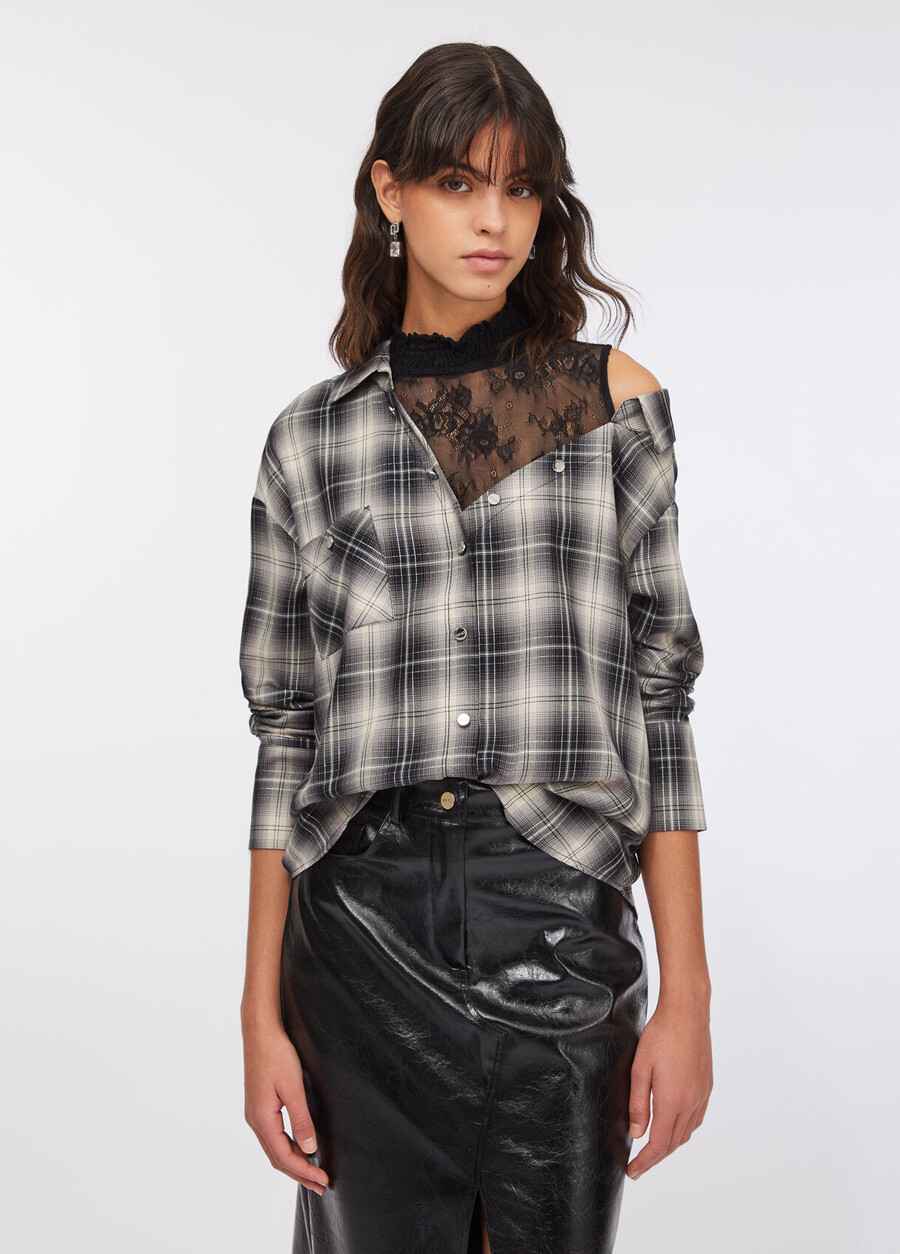 chemise à carreaux avec dentelle