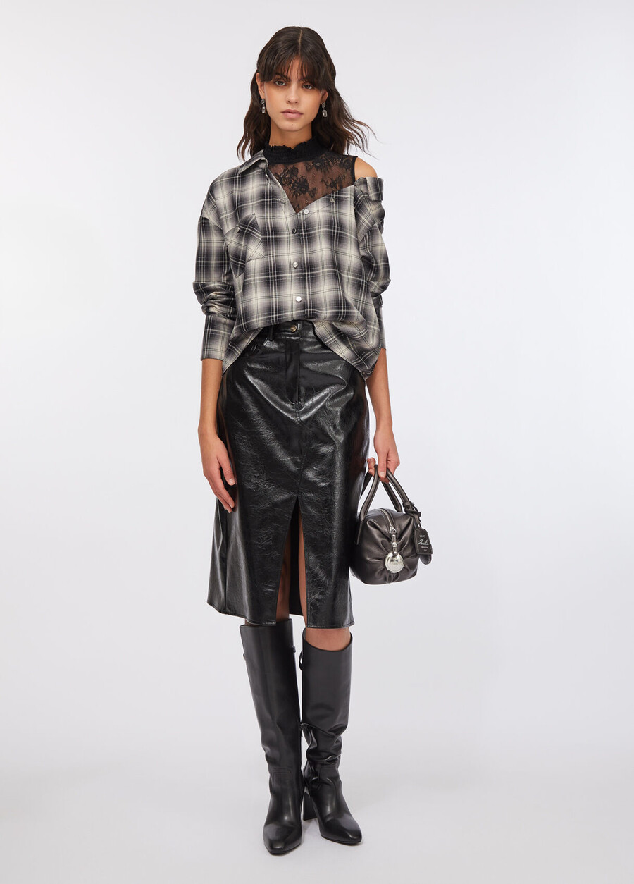 chemise à carreaux avec dentelle