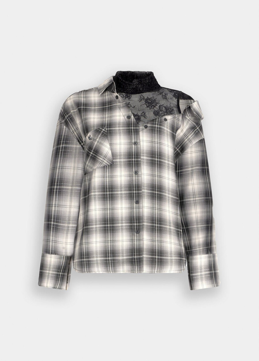 chemise à carreaux avec dentelle