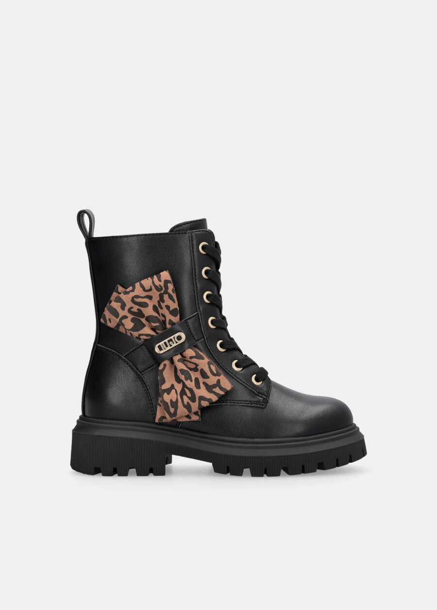 bottes de combat avec nœud papillon à imprimé animal