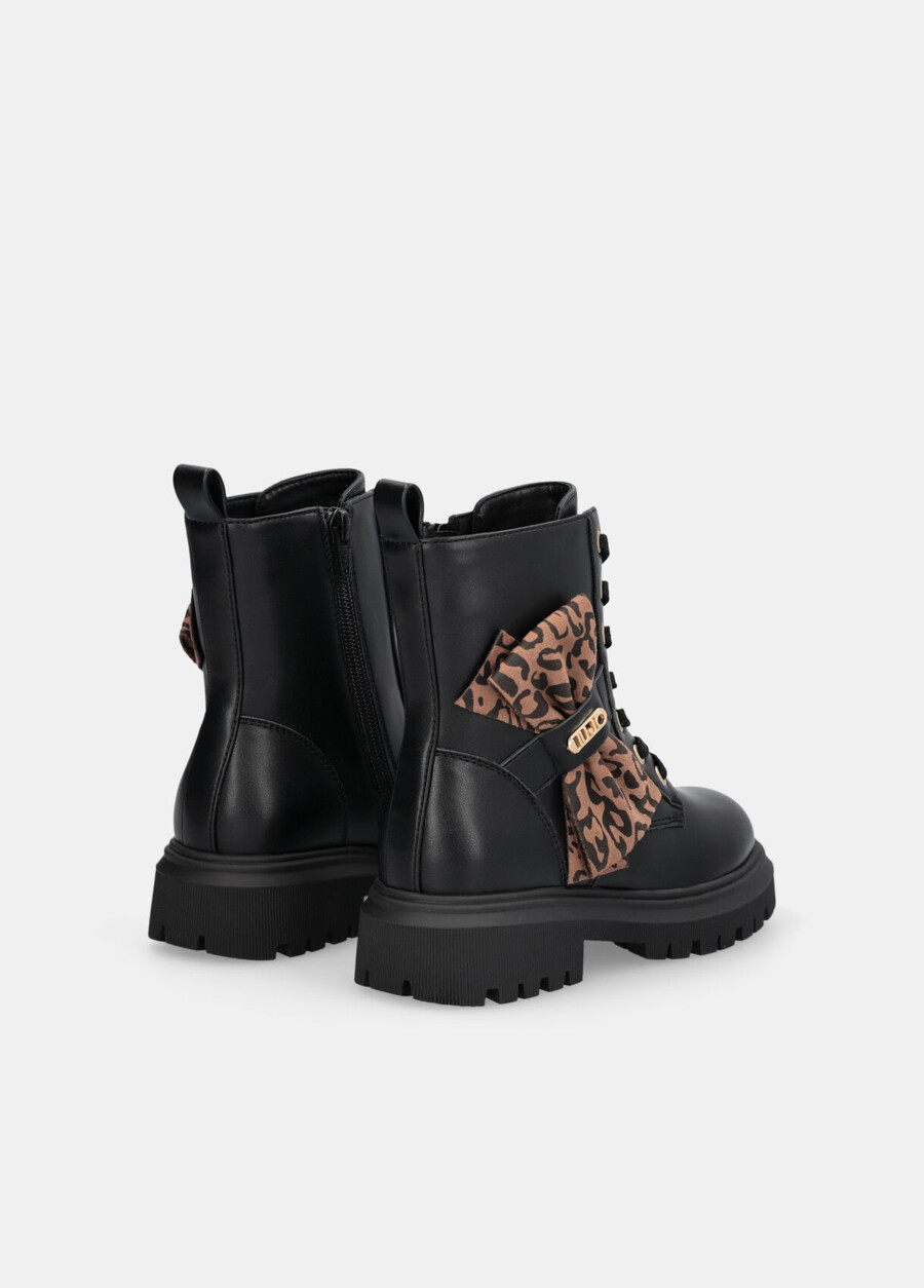 bottes de combat avec nœud papillon à imprimé animal
