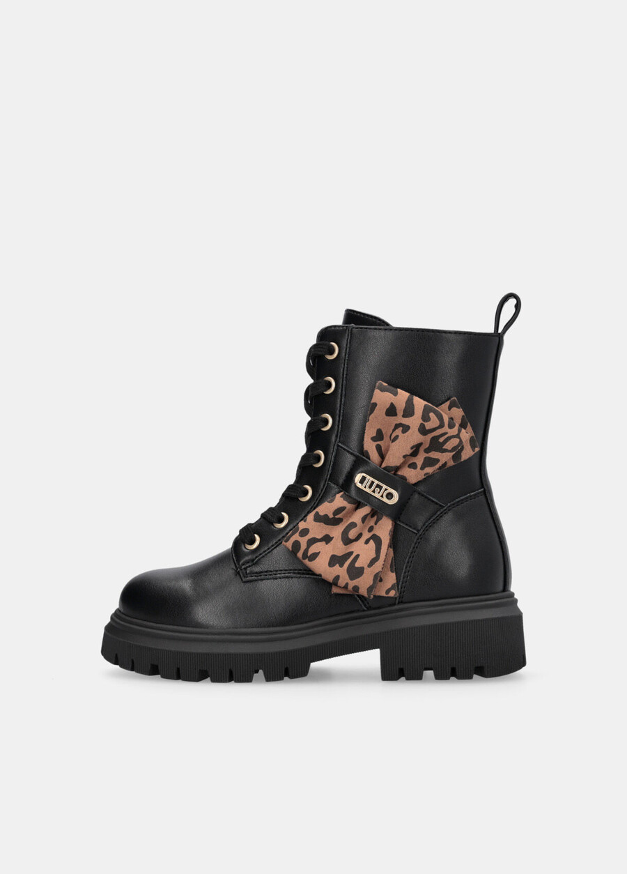 bottes de combat avec nœud papillon à imprimé animal