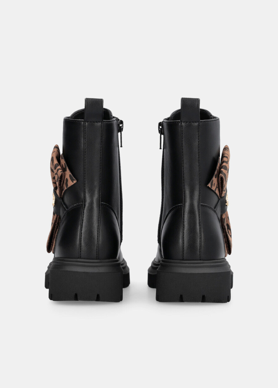 bottes de combat avec nœud papillon à imprimé animal