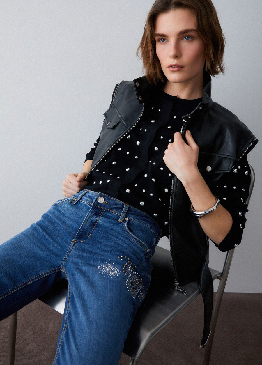 jean skinny orné de strass