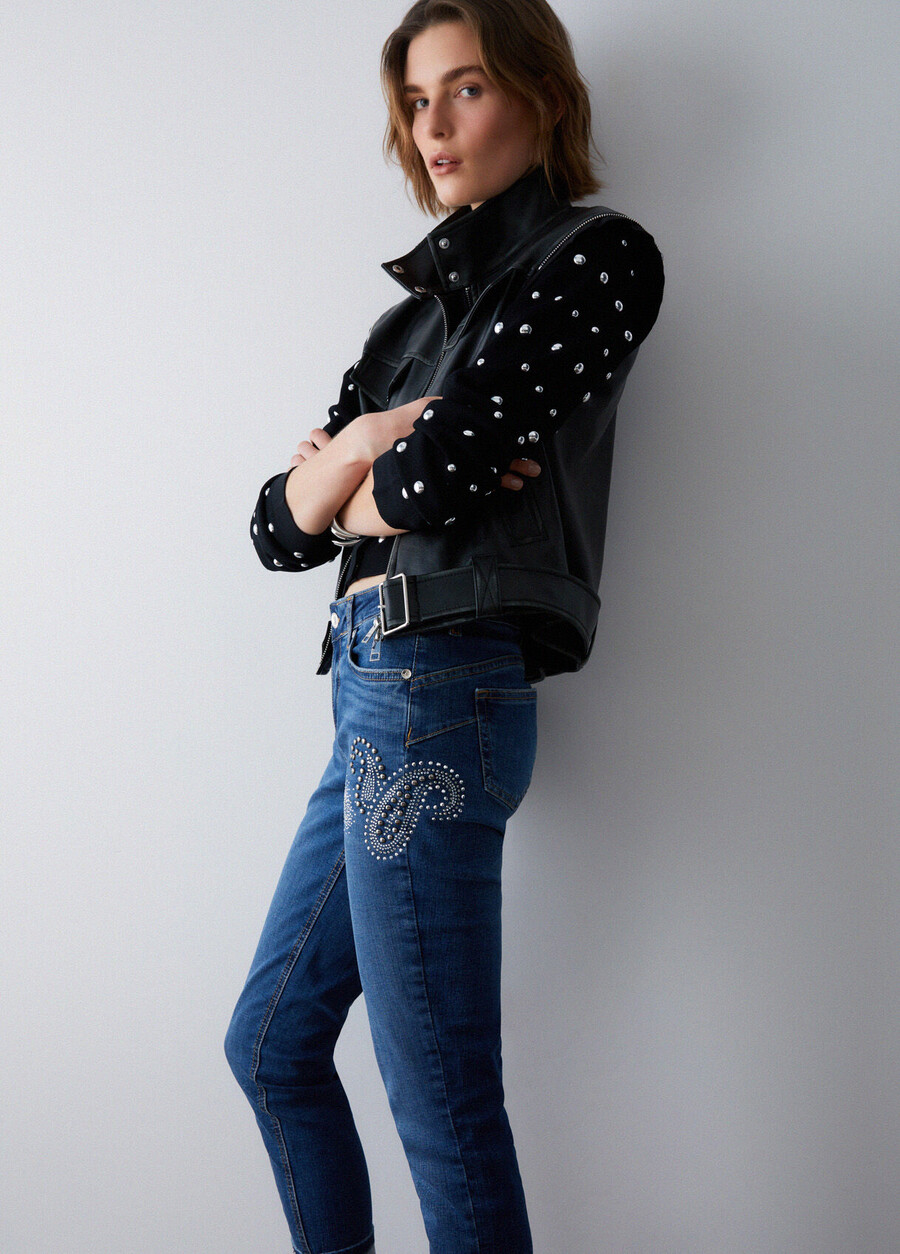 jean skinny orné de strass