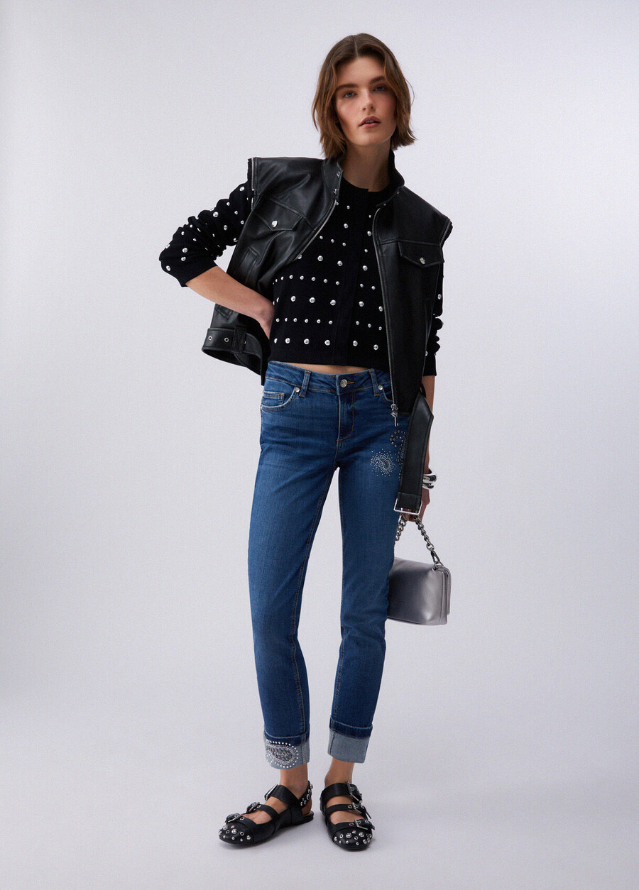 jean skinny orné de strass
