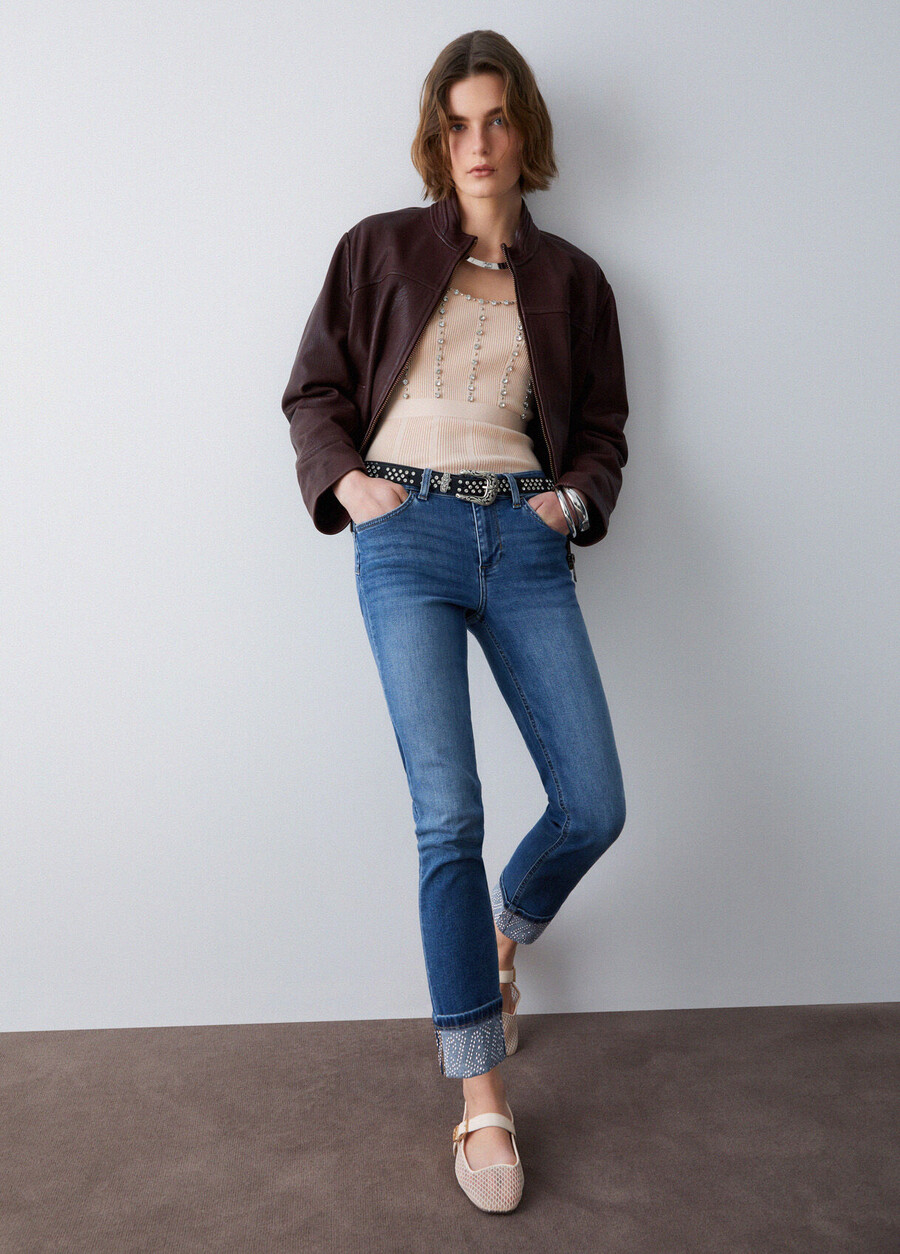 jean skinny orné de strass