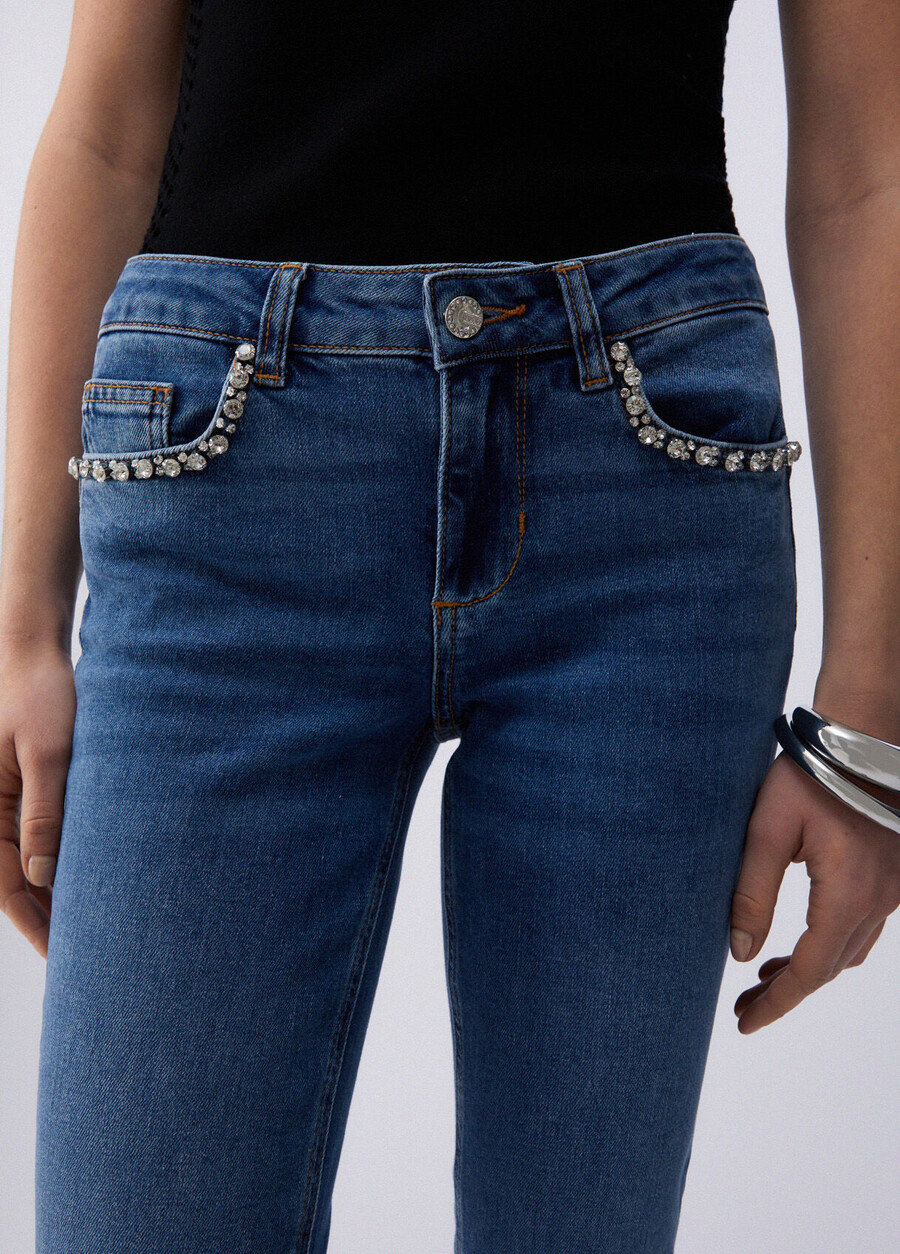 jean skinny orné de bijoux