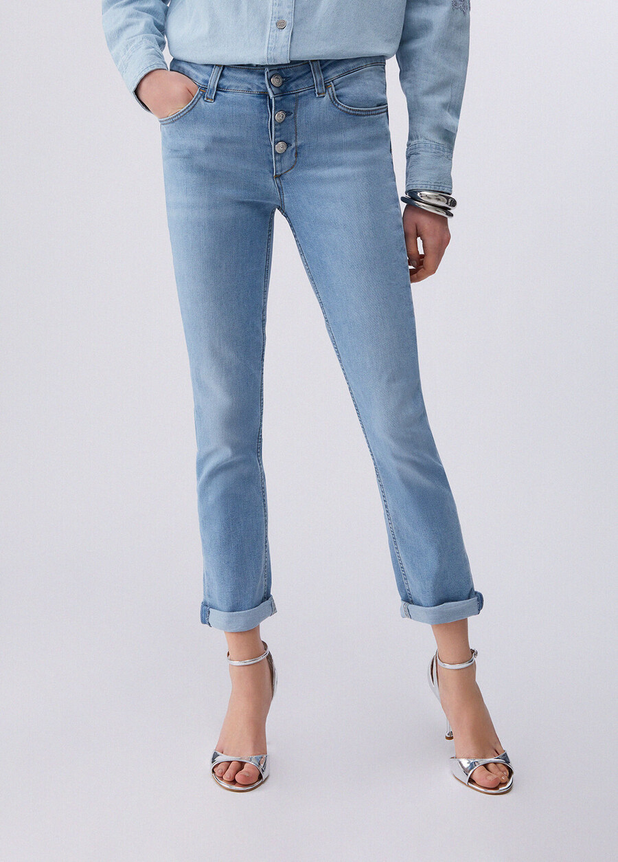 jeans skinny à revers
