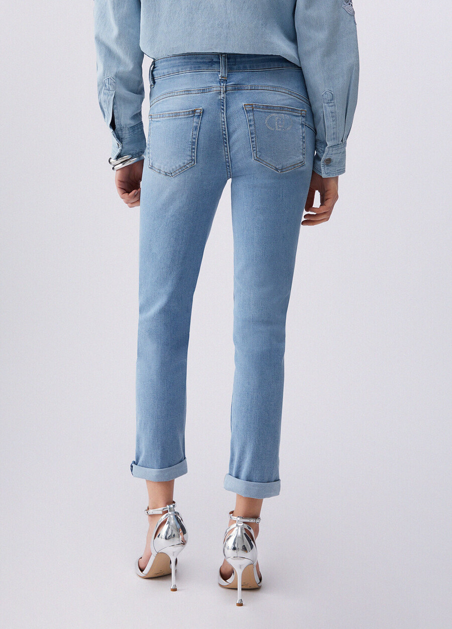 jeans skinny à revers