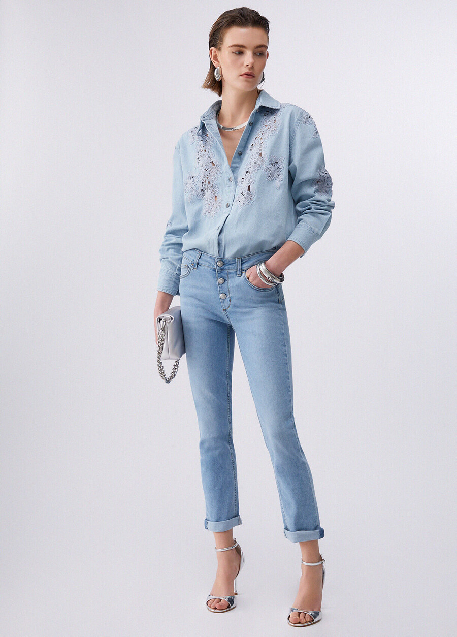 jeans skinny à revers
