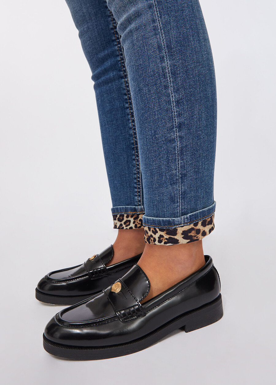 jeans skinny à revers