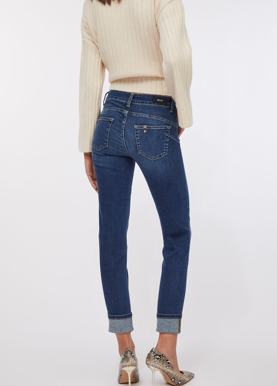 jeans skinny à revers