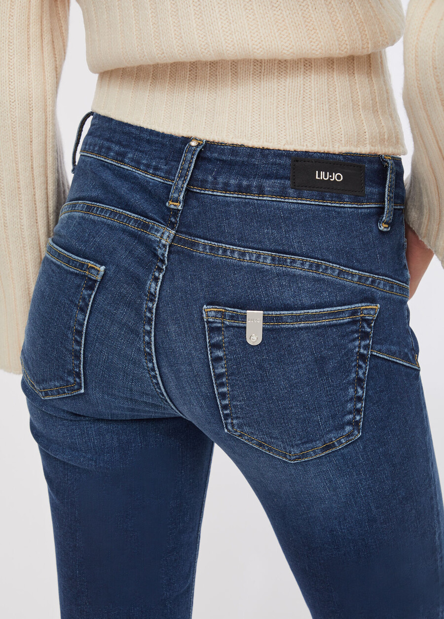 jeans skinny à revers