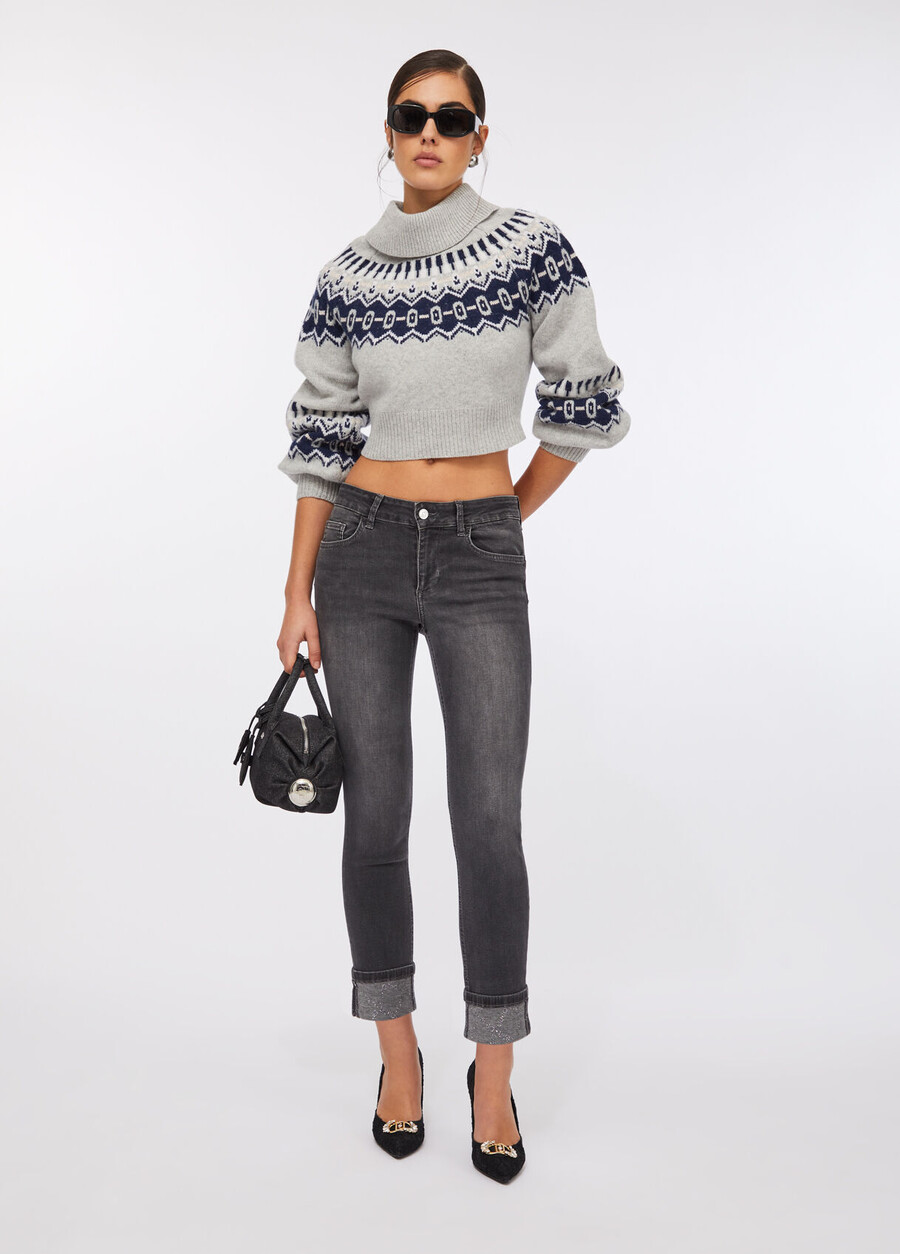 jeans skinny à revers