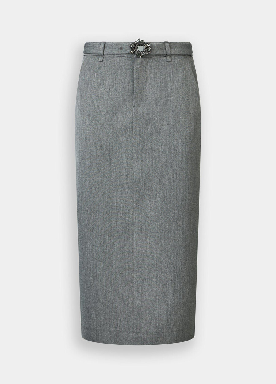 jupe midi avec ceinture ornée de bijoux