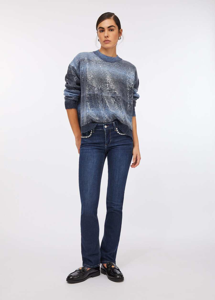 jeans slim ornés de pierres précieuses