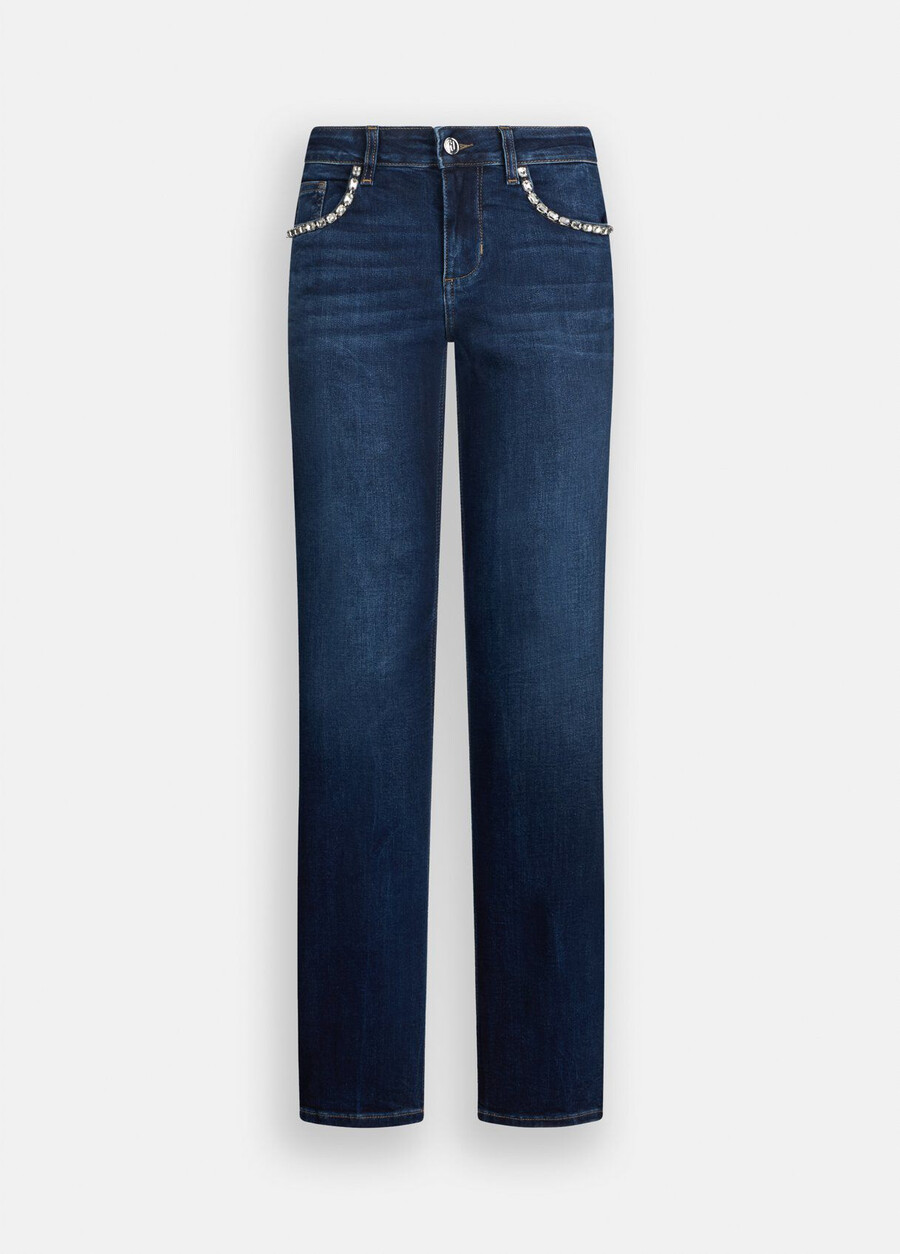 jeans slim ornés de pierres précieuses