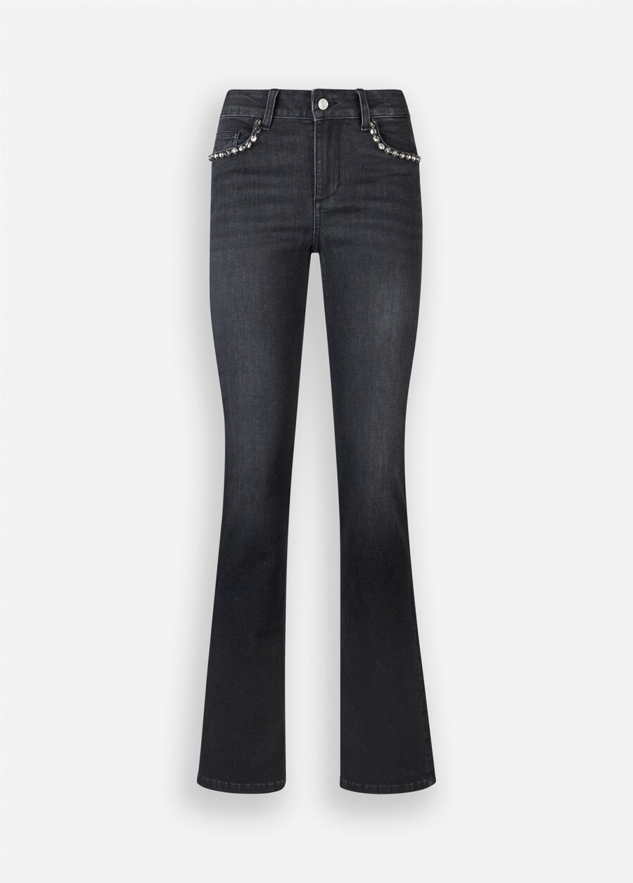 jeans slim ornés de pierres précieuses