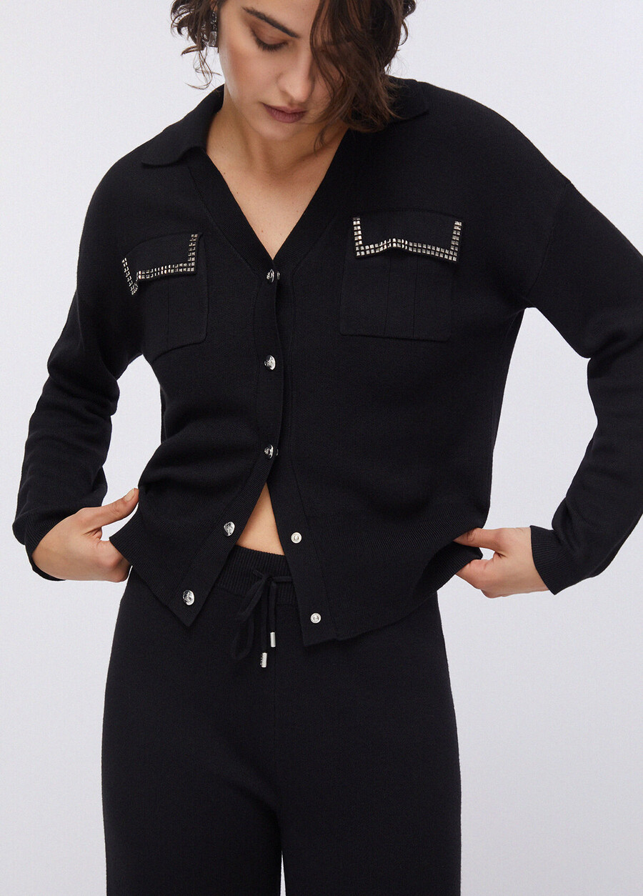 pantalon tricoté avec perles